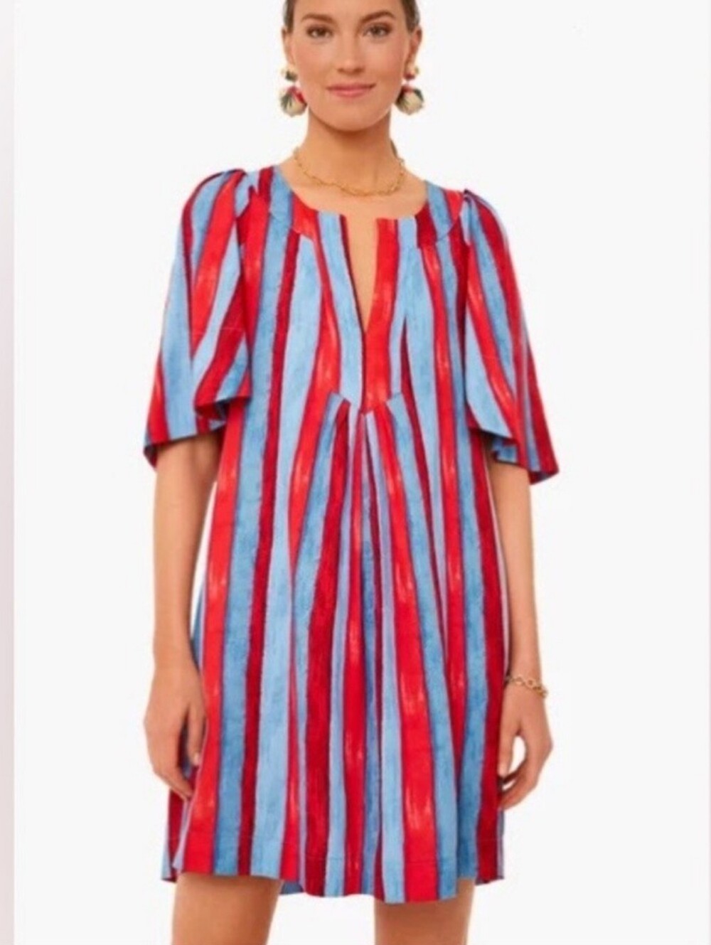 Tuckernuck Pomander Place Painterly Stripe Finley Flutter Sleeve Mini Dress